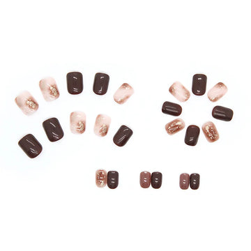 DAIIIBABYYY  -  24 PCs Short French Minimalist Smudged Nails with 1 Jelly Gel and 1 Nail File